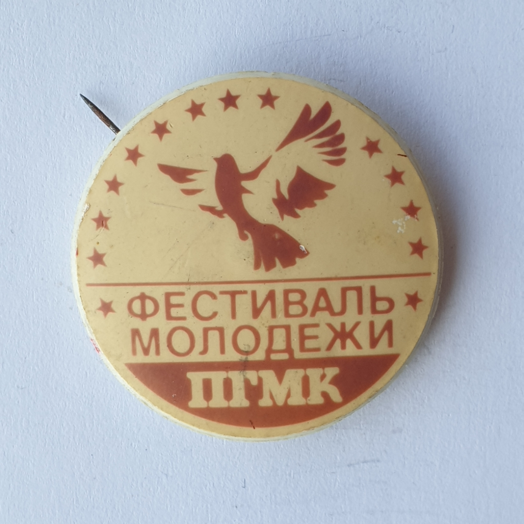 Значок "Фестиваль молодёжи ПГМК", СССР. Картинка 1